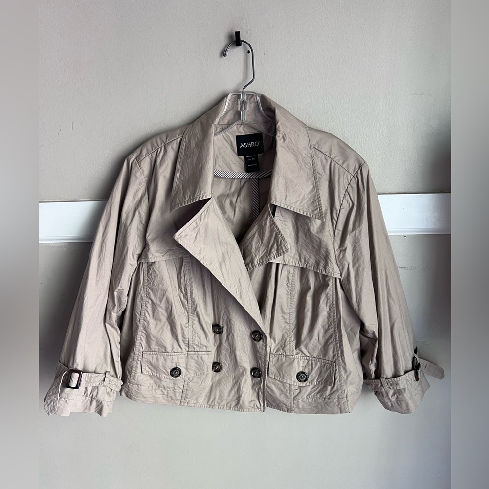 Ashro Light Taupe Cropped Trench Jacket